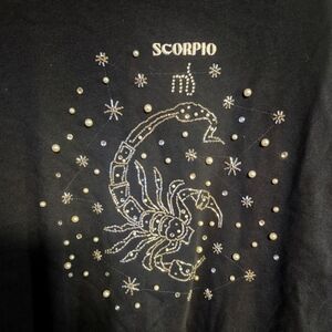 Black Scorpio Zodiac Embellished‎ Sweatshirt 2xl Nwt